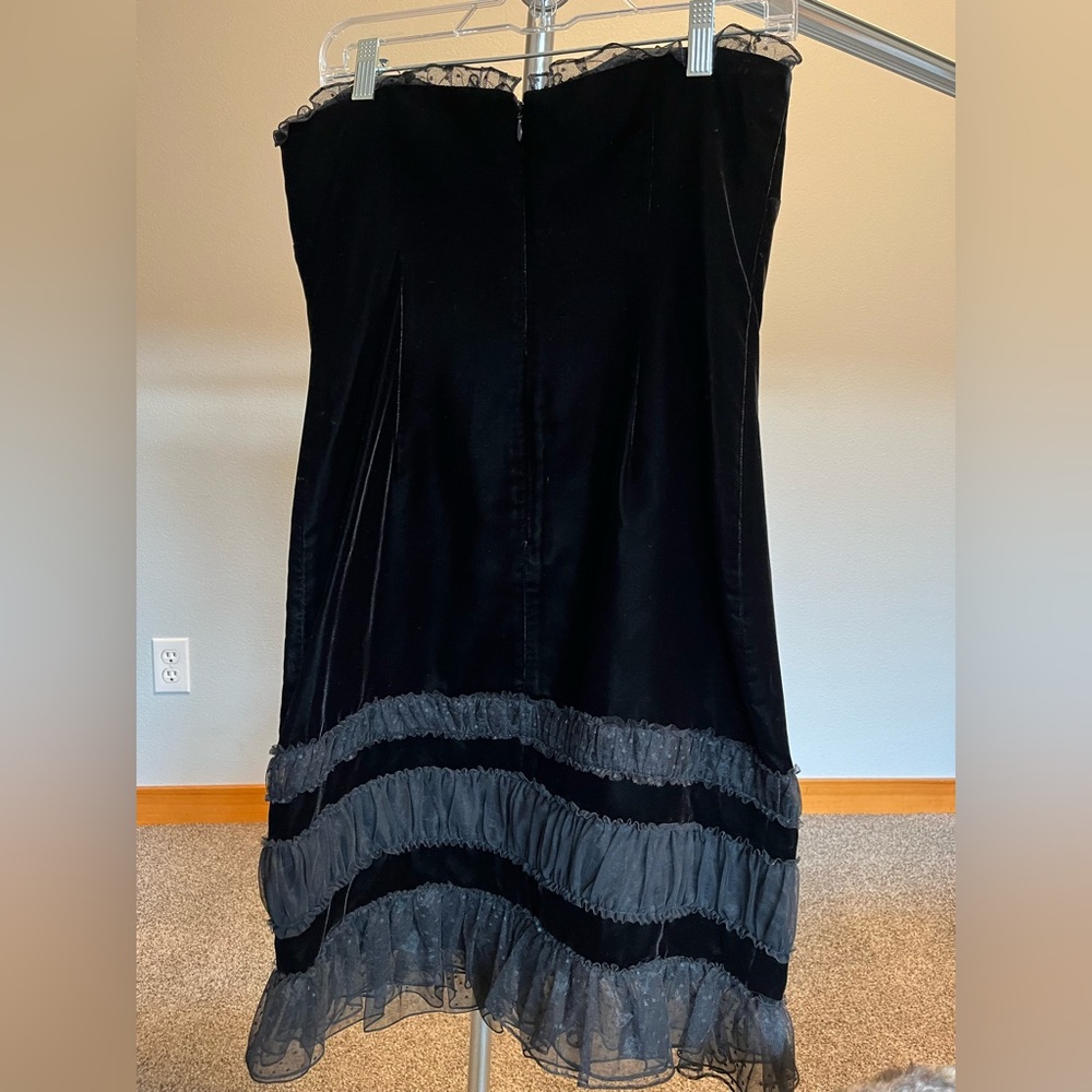 Velvet cocktail dress with cute ruffle detail